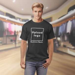 Bedrijfsnaam en logo op zwarte T-shirt