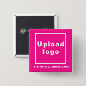 Bedrijfsnaam en Logo roze vierkant Button (Voorkant /achterkant)