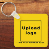 Bedrijfsnaam en Logo Yellow Square Sleutelhanger (Voorkant)