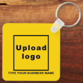 Bedrijfsnaam en Logo Yellow Square Sleutelhanger (Achterkant)