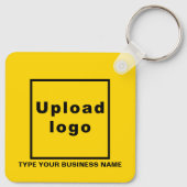 Bedrijfsnaam en Logo Yellow Square Sleutelhanger (Achterkant)