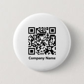 Bedrijfsnaam en QR-code Zwart-wit Sjabloon Ronde Button 5,7 Cm (Voorkant)