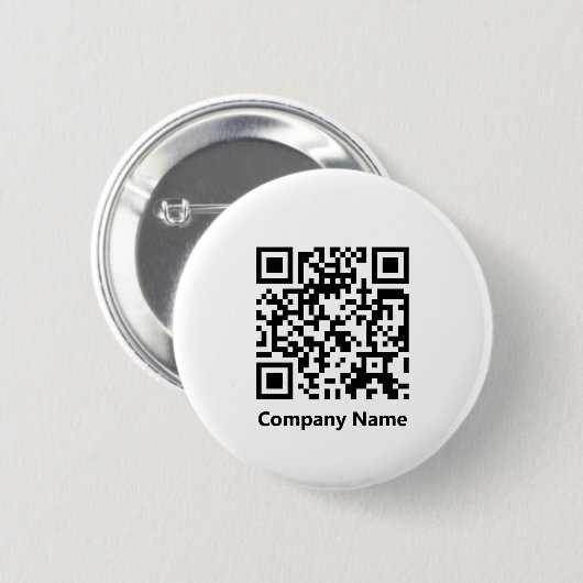 Bedrijfsnaam en QR-code Zwart-wit Sjabloon Ronde Button 5,7 Cm (Voorkant /achterkant)