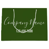 Bedrijfsnaam Groen en Wit Script Telefoonnummer Groot Cadeauzakje (Voorkant)
