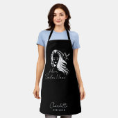 Bedrijfsnaam Haarsalon Zwart Schort (Gedragen)