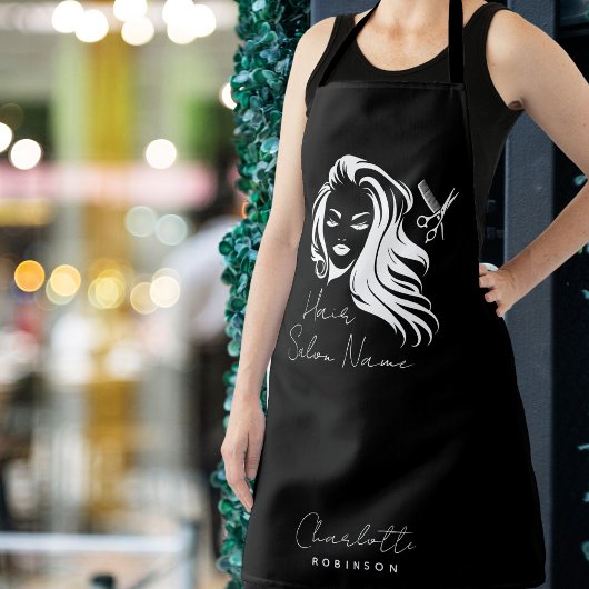 Bedrijfsnaam Haarsalon Zwart Schort