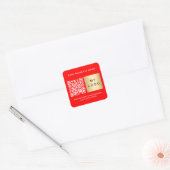 Bedrijfsnaam helder rood logo qr code vierkante sticker (Envelop)