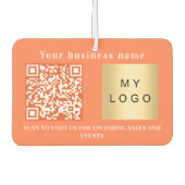 Bedrijfsnaam koraal sinaasappel logo qr code luchtverfrisser (Voorkant)