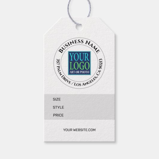 Bedrijfsnaam, Logo, adres, grootte stijl prijs Lab Cadeaulabel (Voorkant)