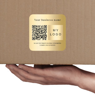 Bedrijfsnaam logo gold qr code vierkante sticker