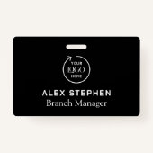 Bedrijfsnaam Logo | Minimalistisch zwart personeel Badge (Achterkant)