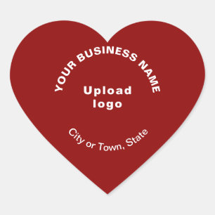 Bedrijfsnaam, Logo, plaats en staat op rood Hart Sticker