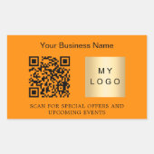 Bedrijfsnaam logo qr code sinaasappel rechthoekige sticker (Voorkant)