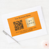Bedrijfsnaam logo qr code sinaasappel rechthoekige sticker (Envelop)