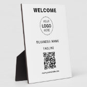 Bedrijfsnaam Logo & QR Code Welkom Plaque Fotoplaat (Zijkant)