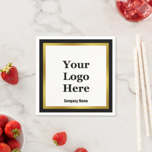 Bedrijfsnaam Logo Zwart Wit en Goud Elegant Servet
