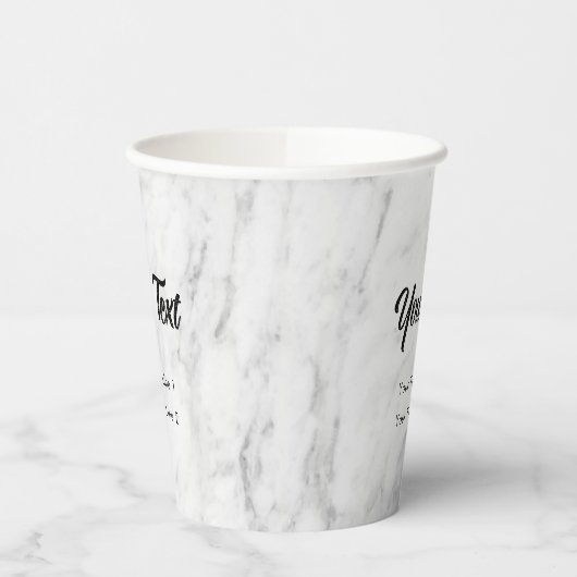 Bedrijfsnaam Modern Professioneel Wit Marmer Papieren Bekers (Links)