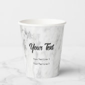 Bedrijfsnaam Modern Professioneel Wit Marmer Papieren Bekers (Voorkant)