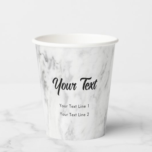 Bedrijfsnaam Modern Professioneel Wit Marmer Papieren Bekers (Voorkant)