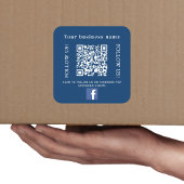 Bedrijfsnaam navy blue qr code Facebook Vierkante Sticker
