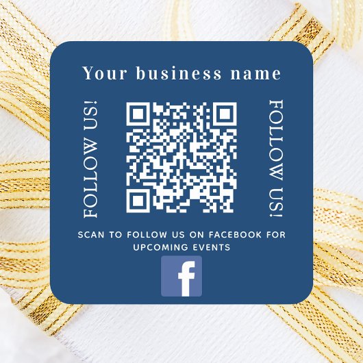 Bedrijfsnaam navy blue qr code Facebook Vierkante Sticker
