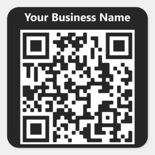 Bedrijfsnaam plus QR-code op een Vierkante Sticker (Voorkant)