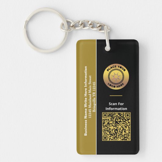 Bedrijfsnaam QR Code Bar Code Code Aangepast Sleutelhanger (Voorkant)