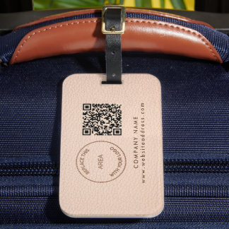 Bedrijfsnaam QR-code Cream Faux leder Bagagelabel