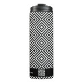 Bedrijfsnaam QR-code Website Zwart & Wit Patroon Thermosbeker (Voorkant)