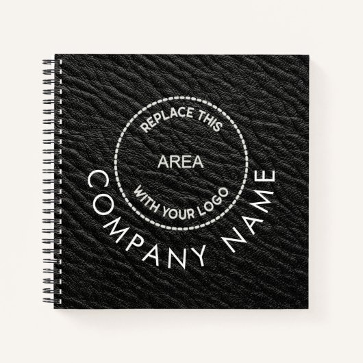 Bedrijfsnaam QR-code zwart Faux leder Notitieboek (Voorkant)