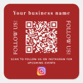 Bedrijfsnaam rood qr code Instagram Vierkante Sticker (Voorkant)