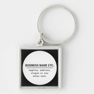 Bedrijfsnaam & Slogan/ander tekst Zwart & Wit Sleutelhanger