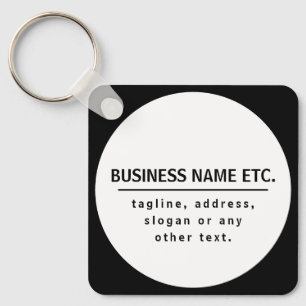 Bedrijfsnaam & Slogan/ander tekst Zwart & Wit Sleutelhanger