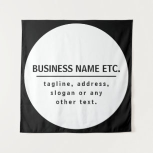 Bedrijfsnaam & Slogan/ander tekst Zwart & Wit Wandkleed