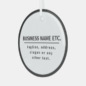 Bedrijfsnaam & Slogan/andere tekst | Zwart-wit Glas Ornament (Voorkant links)