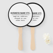 Bedrijfsnaam & Slogan/andere tekst | Zwart-wit Handwaaier (Voorkant en achterkant)