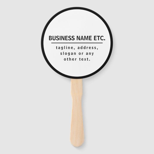 Bedrijfsnaam & Slogan/andere tekst | Zwart-wit Handwaaier (Voorkant)