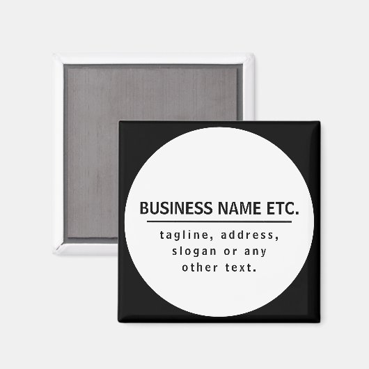 Bedrijfsnaam & Slogan/andere tekst | Zwart-wit Magneet (Voorkant / Achterkant)