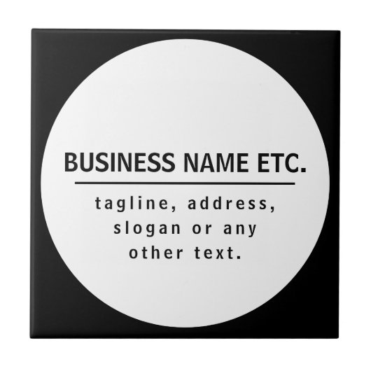 Bedrijfsnaam & Slogan/andere tekst | Zwart-wit Tegeltje (Voorkant)