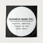 Bedrijfsnaam & Slogan/andere tekst | Zwart-wit Wandkleed (Voorkant)