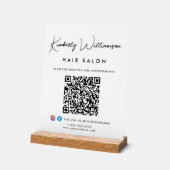 Bedrijfsnaam Stijlvolle Handtekening Script QR Cod Acryl Bord (Hoek)