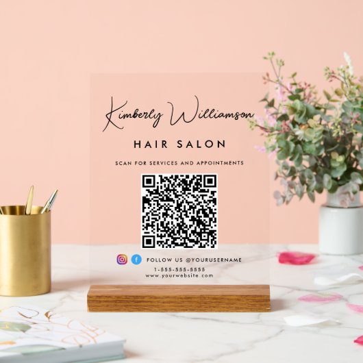 Bedrijfsnaam Stijlvolle Handtekening Script QR Cod Acryl Bord (Huwelijk)