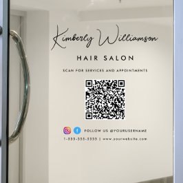 Bedrijfsnaam Stijlvolle Handtekening Script QR Cod Raamsticker