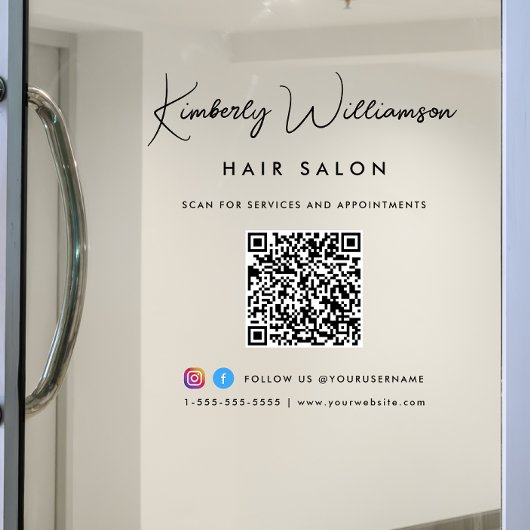 Bedrijfsnaam Stijlvolle Handtekening Script QR Cod Raamsticker
