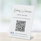 Bedrijfsnaam Stijlvolle Handtekening Script QR Cod Reclamebord Met Voetstuk