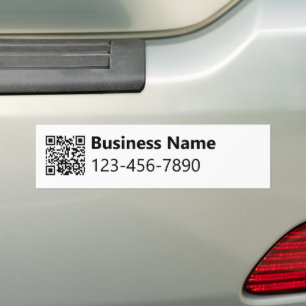 Bedrijfsnaam Telefoonnummer QR Code Zwart-wit Bumpersticker