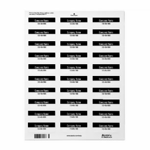 Bedrijfsnaam Telefoonnummer Zwart-wit Product Etiket