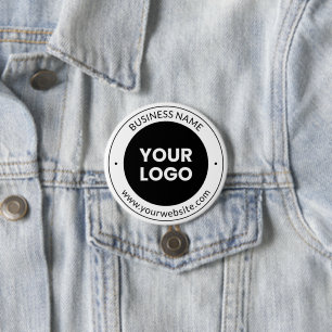 Bedrijfsnaam & website of slogan, dank u enz. ronde button 7,6 cm