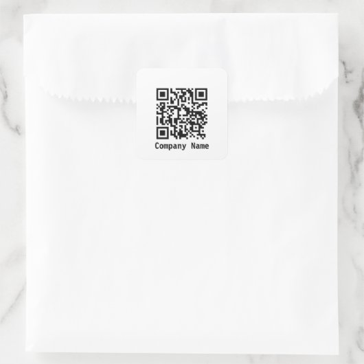 Bedrijfsnaam Zwart-wit QR Code Sjabloon Vierkante Sticker (Tas)