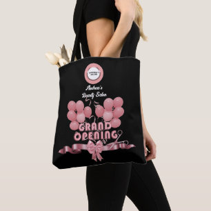Bedrijfsopeningsfeest Voeg merk toe Logo Zwart Roz Draagtas